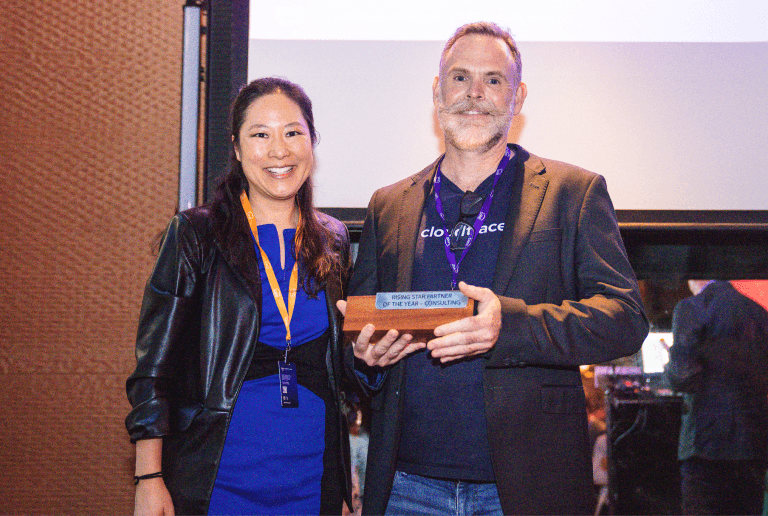 The founder of Cloudtrace being rewarded